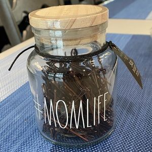 Rae Dunn. Glass jar with wood top, 300 Bobby Pins #momlife